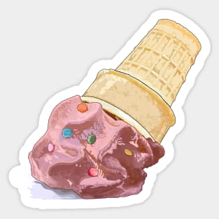 Melted ice-cream (strawberry & candy disc) Sticker